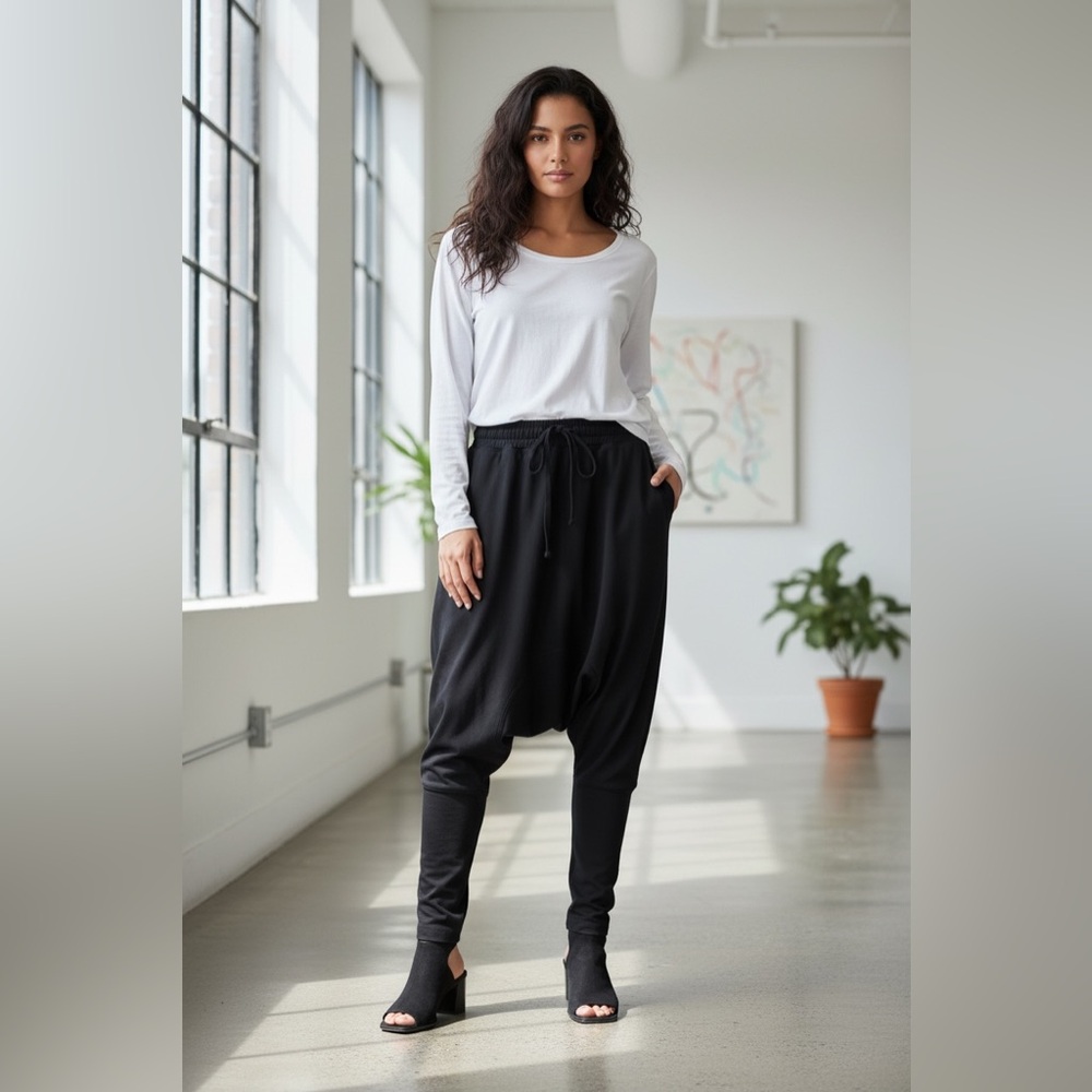 The Row Black Women's Harem Pants 10% Silk